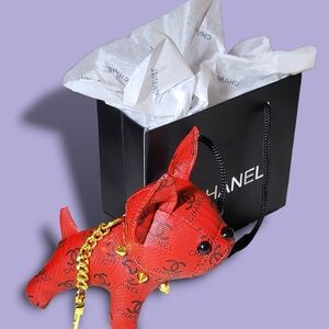 Red Dog Charm with Gold Chain